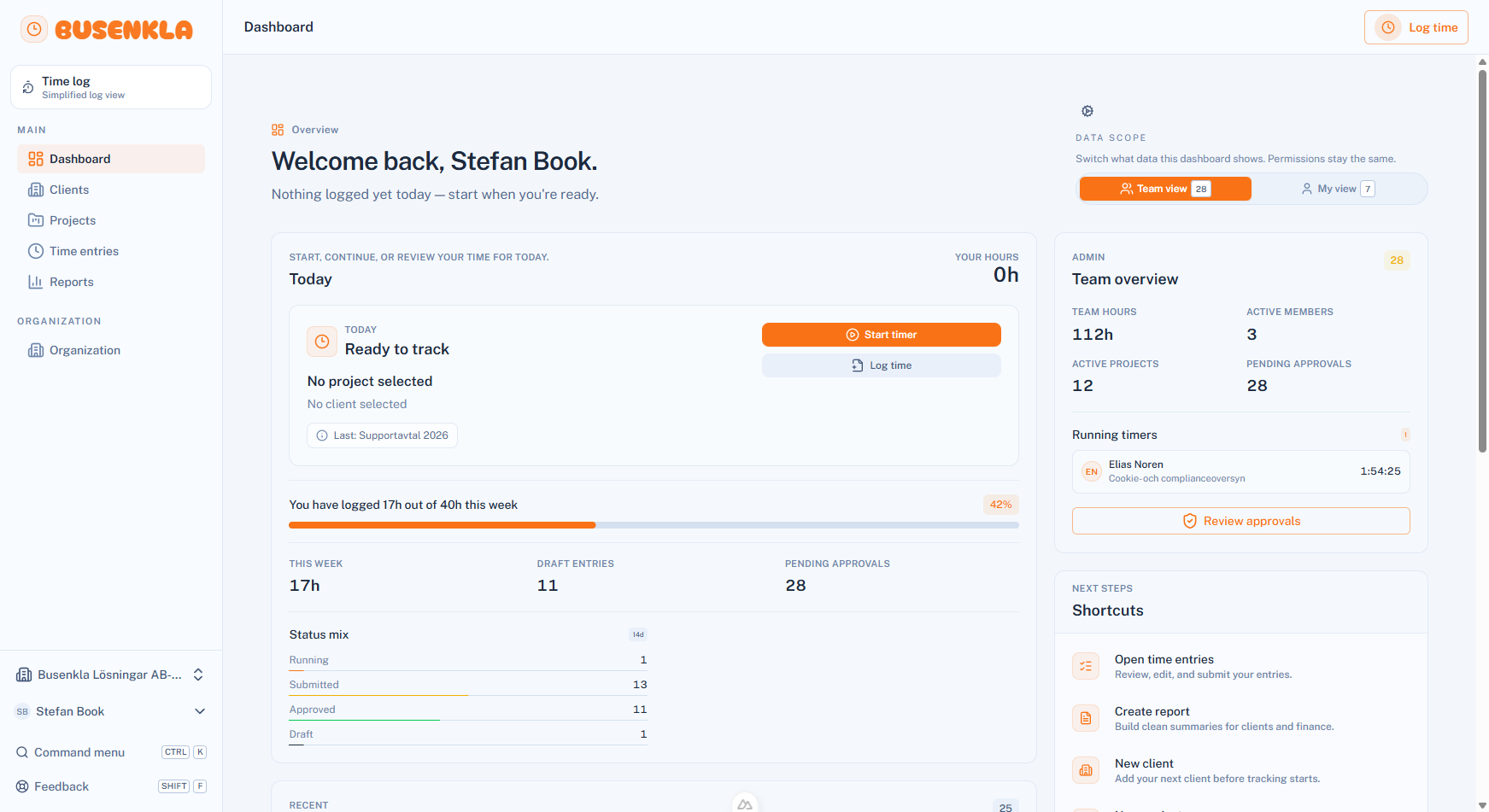 BUSENKLA dashboard